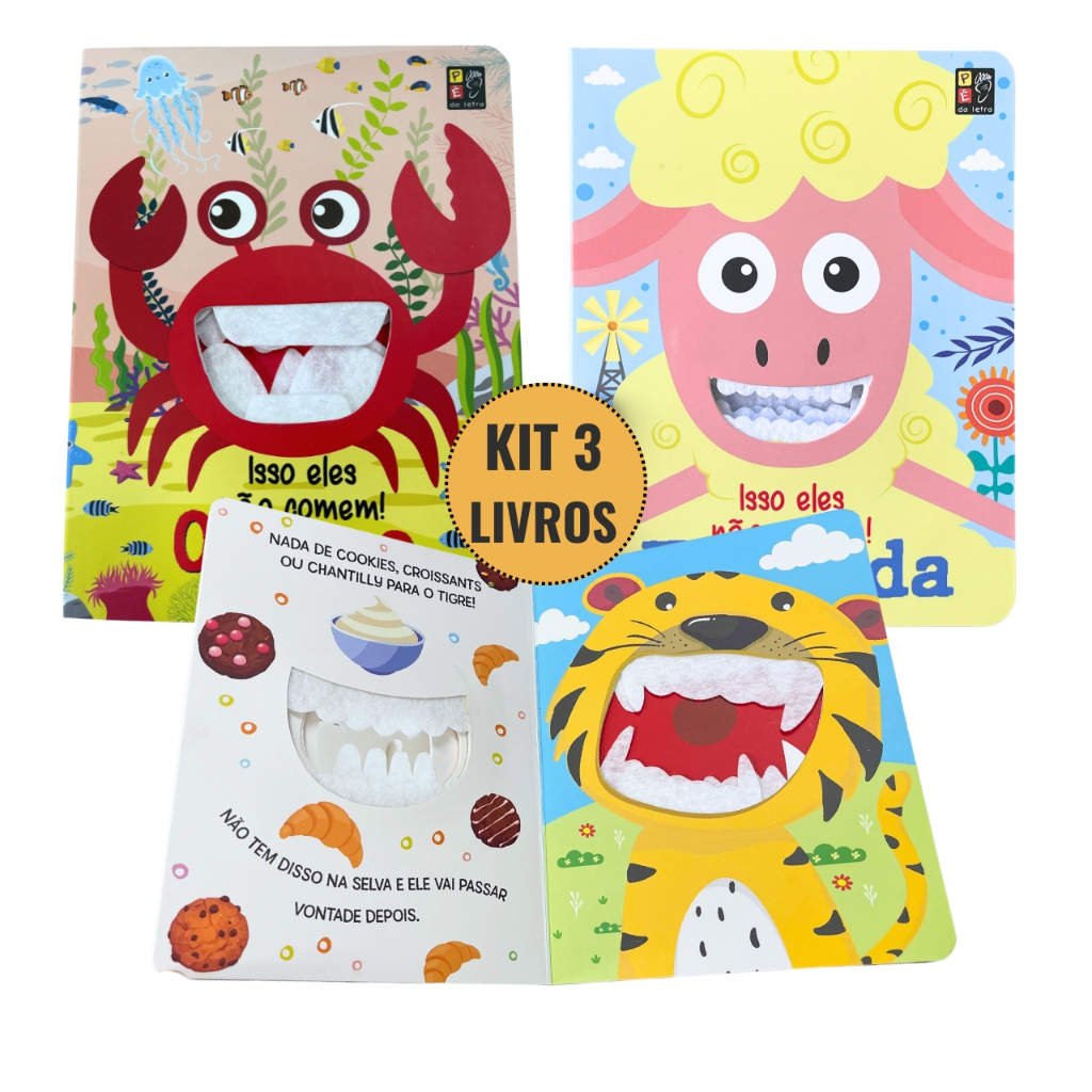 Kit Livros Infantis Toque e Sinta Com Textura Animais Historia Infantil Livrinho Bebê Educativo Livros