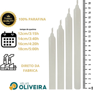 Vela Palito Branca 12 14 16 18 cm Velas ( por kilo ) 100% Parafina em Oferta na Shopee