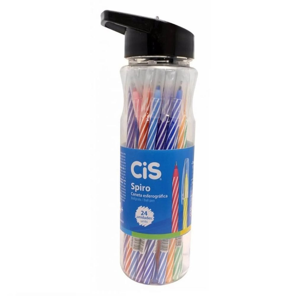 Canetas Esferográficas CIS Spiro,  24 cores sortidas, ponta 0.7mm - Stationery