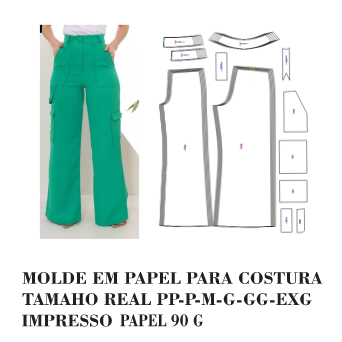MOLDE,MODELAGEM DE CALÇA PANTALONA CARGO EM PAPEL 90 GM PARA COSTURA HSTZ-172 em Oferta na Shopee