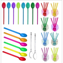 50 Unidades Colher Picolo, Doce Café Colorida Plástica Colher para Copinho de Brigadeiro Colorido