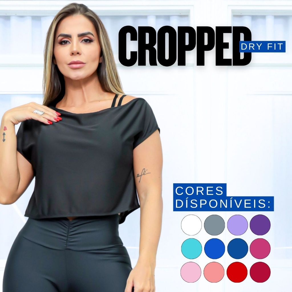 Cropped Academia Fitness Ombro Só Casual Confortável Dry Fit Seca Rápido Feminina Soltinha Oferta