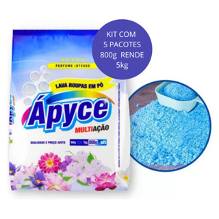 Kit C/ 5 Pacotes Sabão em Pó Apyce Multiação 800g Roupas Brancas e Coloridas - Ápyce em Oferta na Shopee