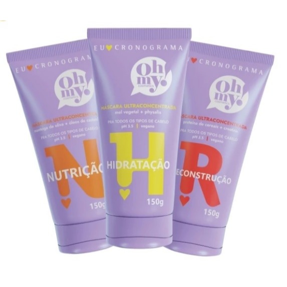 kit 3 mascaras Eu Amo Cronograma - Oh My em Oferta na Shopee