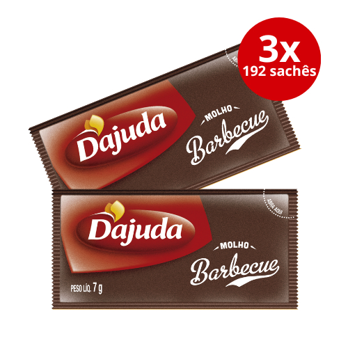 3Kits Sachês Molho Barbecue DAjuda 7G 192Un Para Churrascaria Costela Porco Lanches Acompanhamento
