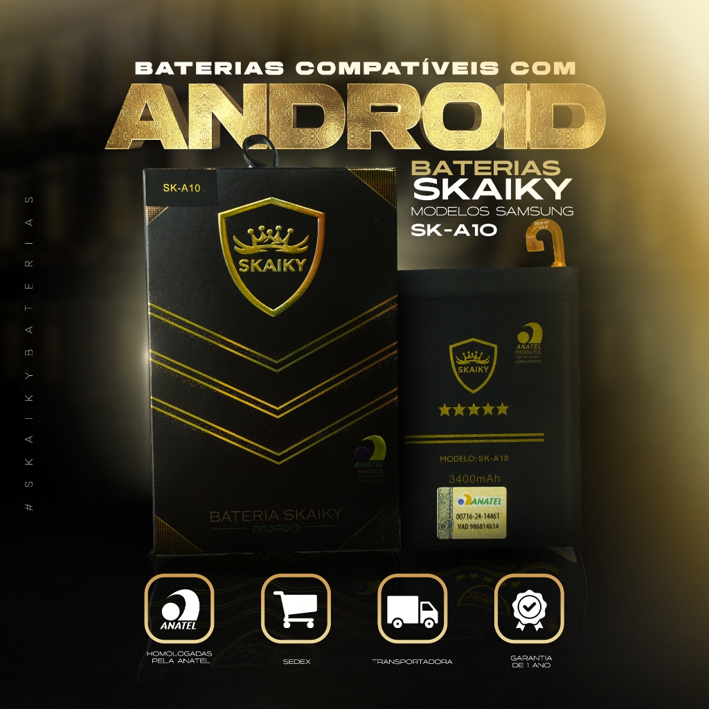 Bateria Oficial Skaiky A10 Compativel Com SAMSUNG A10 A7 2018 M10 (EB-BA750ABU)