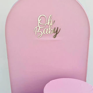 Plaquinha Letreiro Oh Baby /boy or girl metalizado em mdf para painel ou mesa em Oferta na Shopee