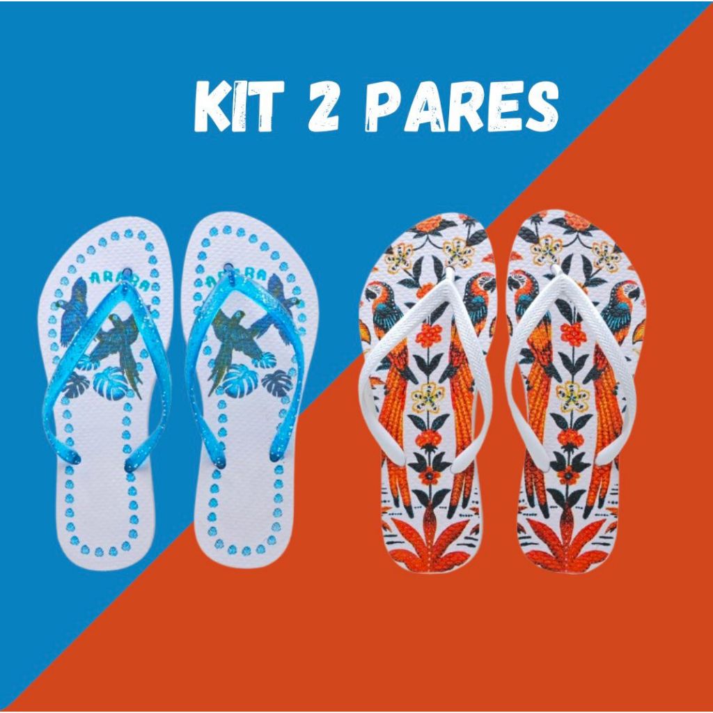 Kit 2 Pares Chinelo Feminino Casual Promoção Redondo Moda Verão