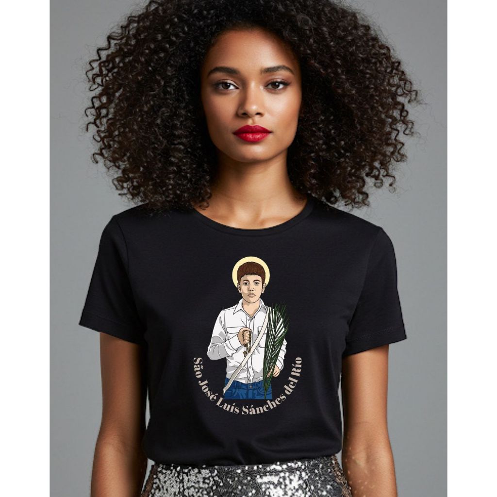 Camiseta T-shirt 100% Algodão Católico  Manga Curta São José Luís Sánches del Río - Missa Fé - Infantil, Adulto e Plus