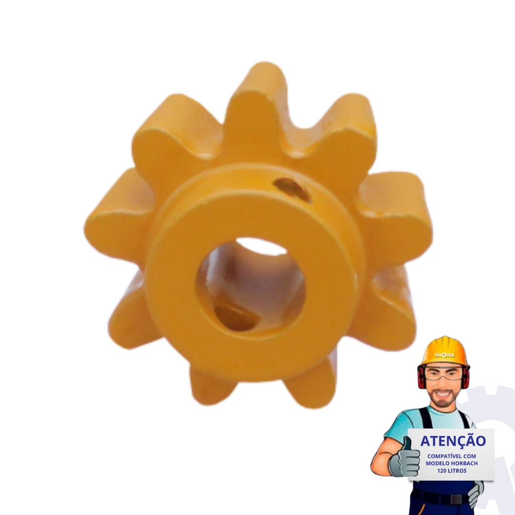 Pinhão Betoneira Horbach 120L 9 dentes - Engrenagem Betoneira