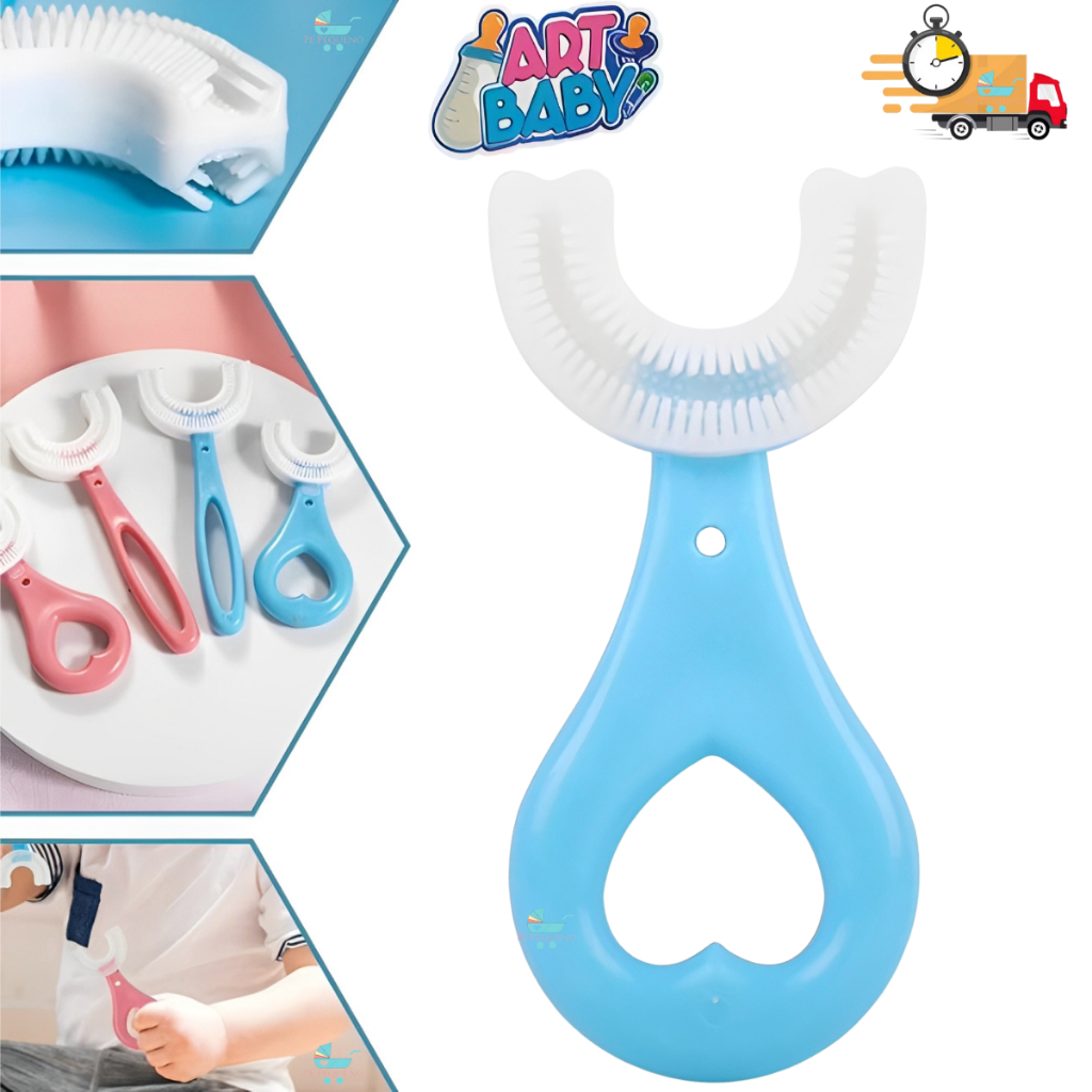kit Escova De Dente macia Infantil Bebê Em Forma de U 360 Graus 2 a 6 Anos - Zein