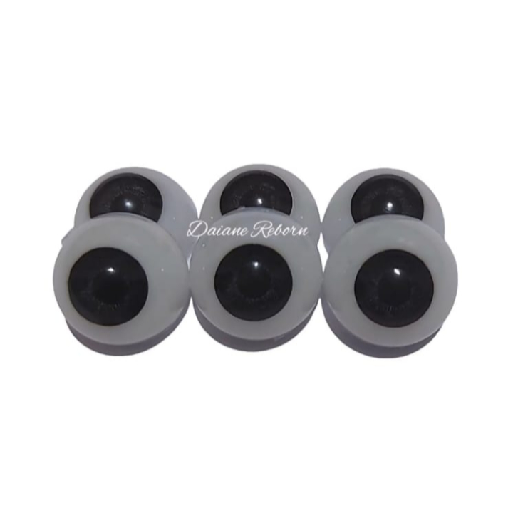 Kit Olhos em Acrílico P/ Bebê Reborn 18 mm Preto