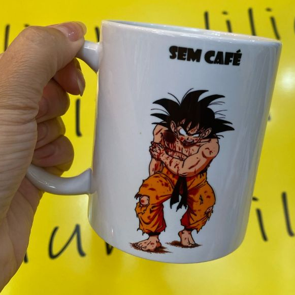 CANECA GOKU DRAGON BALL COM CAFÉ SEM CAFÉ BEBIDA CERÂMICA