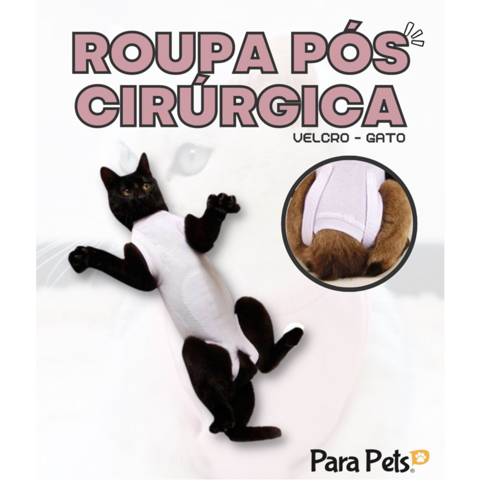 Roupa Pós Cirúrgica Castração Com Velcro Para Gatos