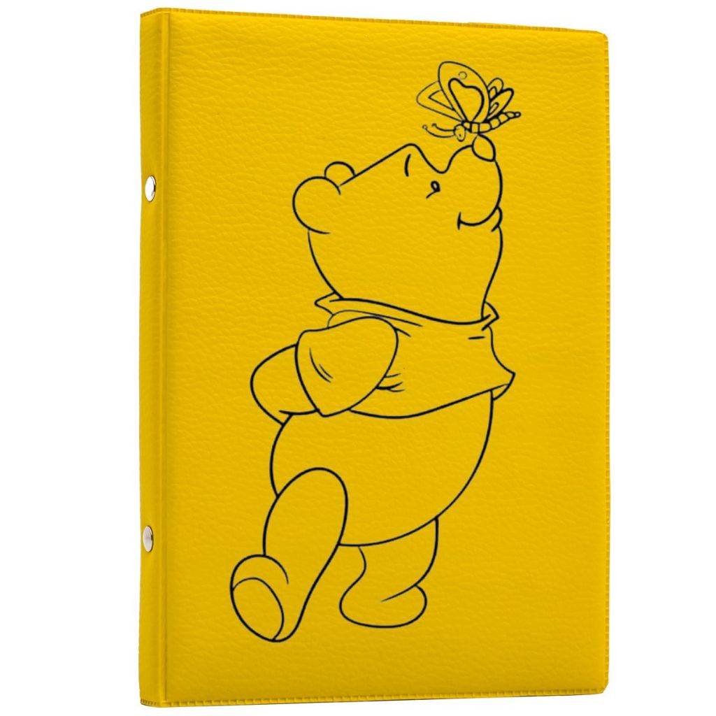ÁLBUM URSINHO POOH 15X21 40 FOTOS COURO ESCOVADO AMARELO PERSONALIZADO ENVIO RÁPIDO