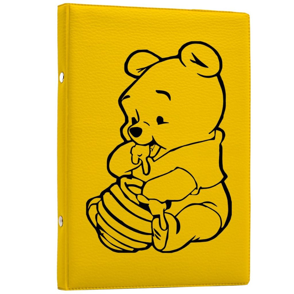 ÁLBUM 15X21 URSINHO POOH COURO ESCOVADO AMARELO PARA 40 FOTOS