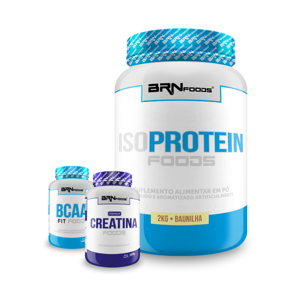 Kit Iso Protein Foods 2kg + BCAA 100g + Premium Creatina Foods 100g - Definição e Força - BRN FOODS em Oferta na Shopee