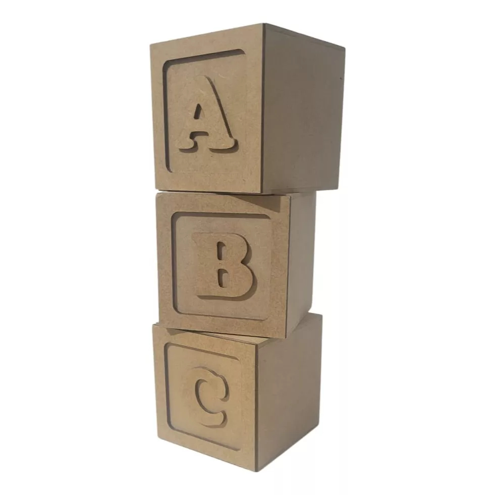 05 Cubos Dado Mdf Letra Nome Bebê Quarto Decoração Dado Letra batizado festa aniversario mesversário