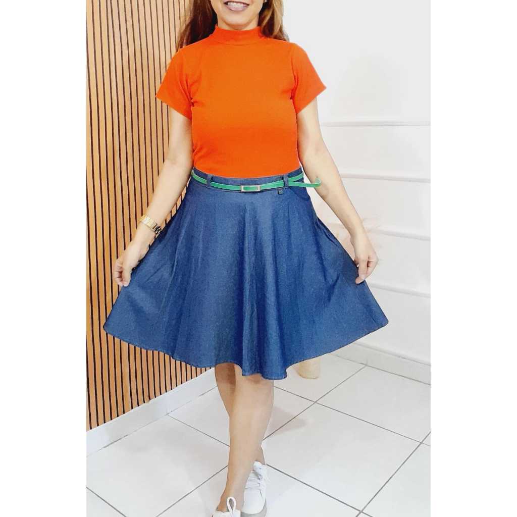 SAIA GODÊ JEANS COM CINTO - MODA FEMININA