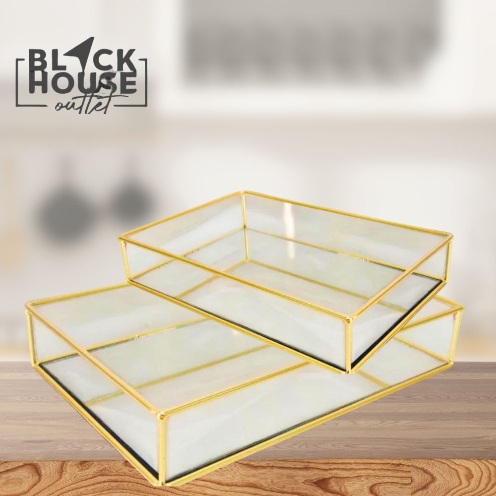 Bandeja Decorativa Espelhado ou Marmorizado Retangular Madeira ou Metal Dourado para Banheiro em Oferta na Shopee