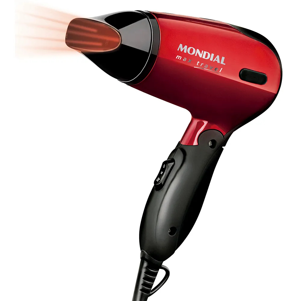 Secador de Cabelo Mini Mondial SC-10 1200W Mini Para Viagem Portátil Dobrável Bivolt Compacto