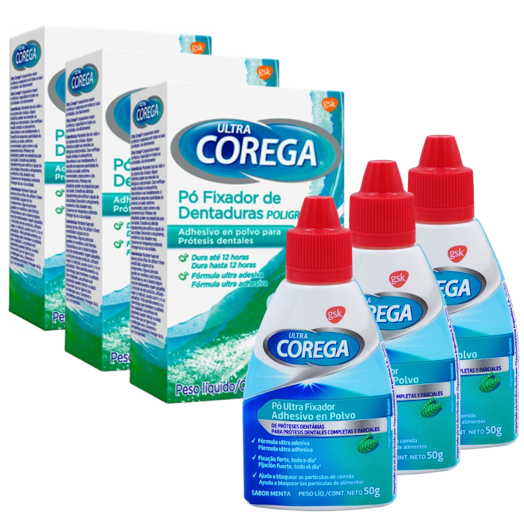 Kit Fixador Dentaduras Ultra Corega Pó 50g 12hrs Melhor Preço