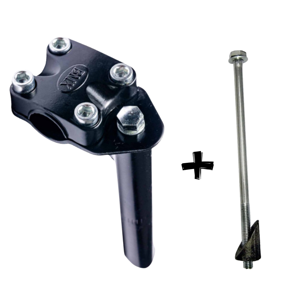 Mesa Suporte Guidão Cross 21.1 Aco Tampa de Alumínio 4 Parafusos Preto BMX  Mtb