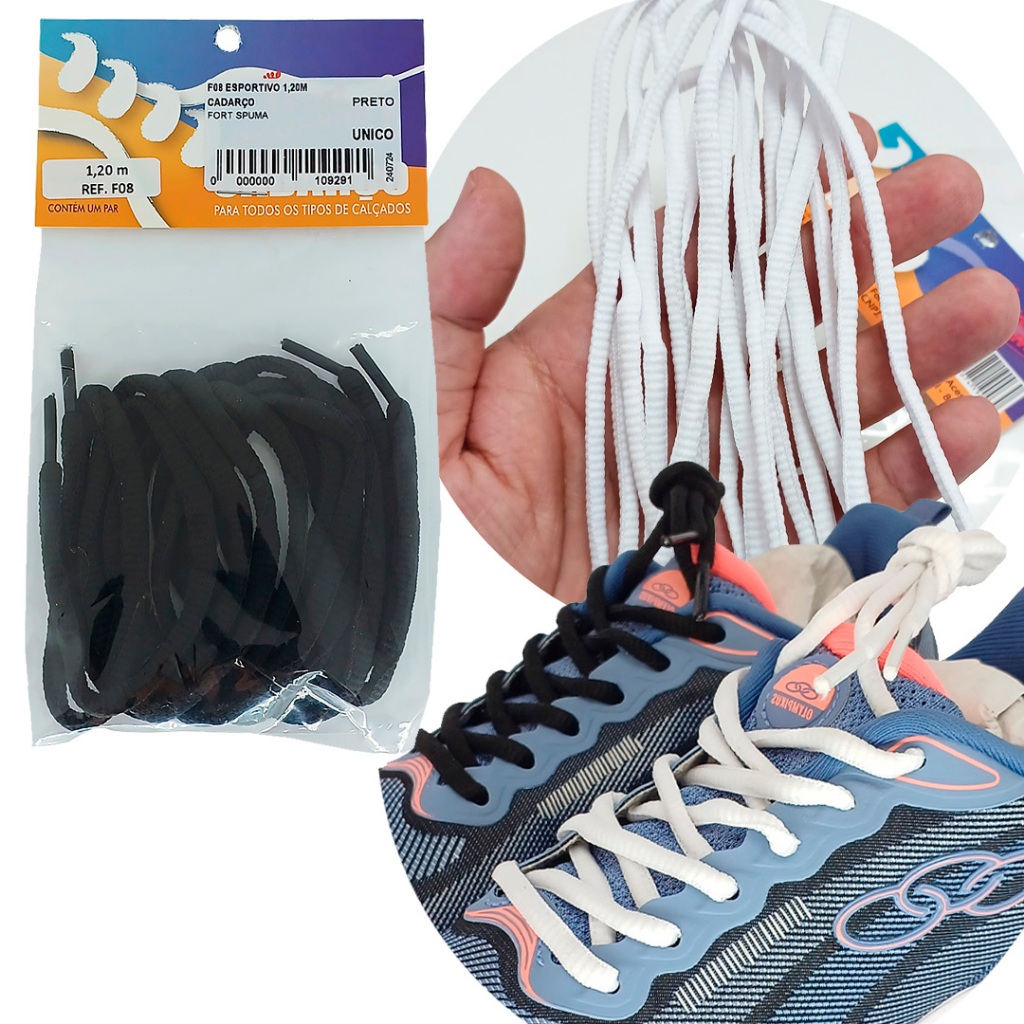 Cadarço Esportivo Estriado Roliço 1,20m Fort Spuma F08 120 em Oferta na Shopee