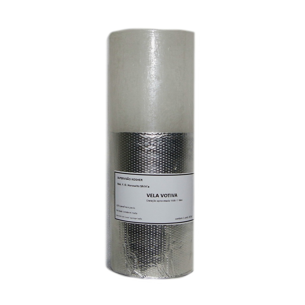 Vela Kosher Votiva Recipiente Lumínio 168h / 7 dias ##!