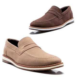 Kit 2 Pares Sapato Masculino Versales Calce Fácil Platium Elegante Confortável Preto Marrom Camurça