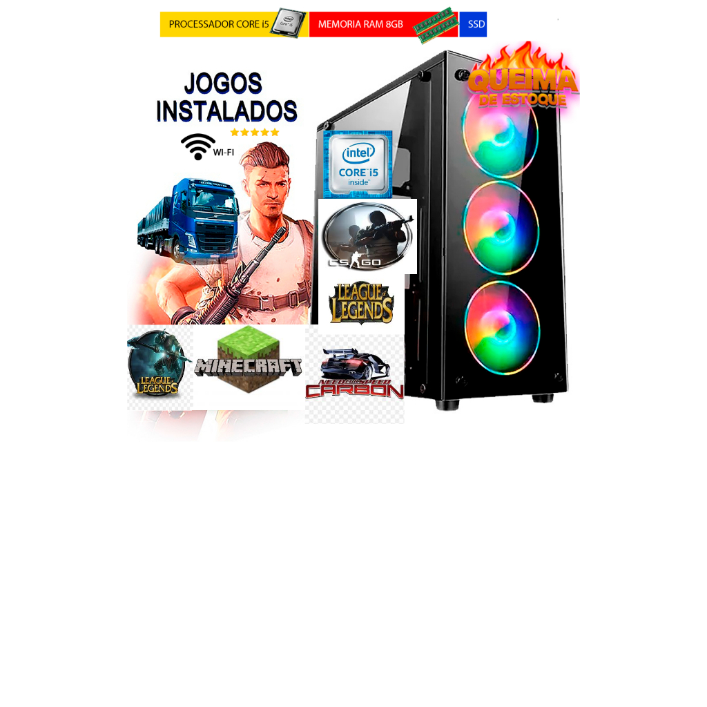 cpu gamer i3 barato pra estudos escritorios 8g ssd128g +hd500gb wifi corel autocad lol et2 csgo mine