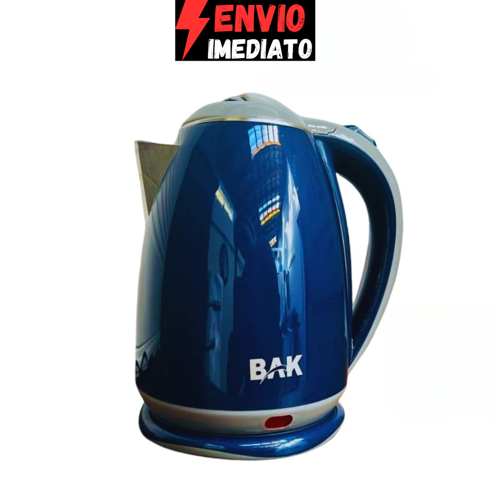 Chaleira Elétrica 110V De Inox Premium Bak 1,8 Litros Azul Jarra Elétrica Café Chá Base Giratoria