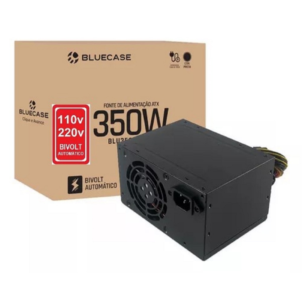 Fonte ATX 350W Real BIVOLT AUTOMÁTICO 110/200v SILENCIOSA 8 Pinos Placa Mãe