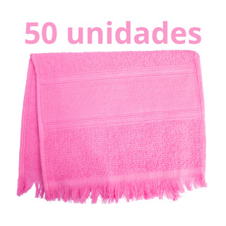 Kit com 50 Toalhas Social de mão para bordar Rosa 100% algodão 23x36 em Oferta na Shopee