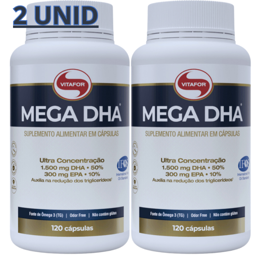 KIT 2 Unid. Mega DHA 1500mg Dha + 300mg Epa - 120 cápsulas - Vitafor