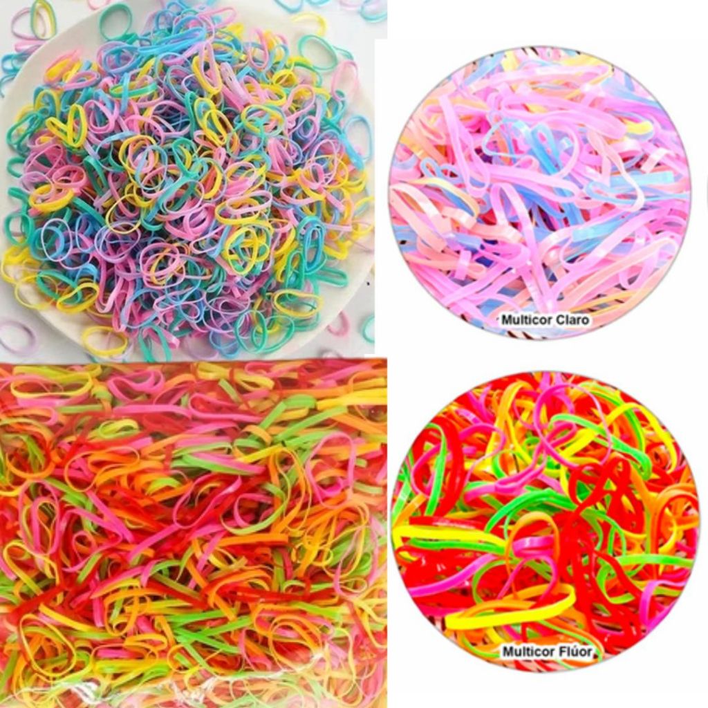 500 PCS Elásticos Descartáveis Para Crianças Faixas De Cabelo Elásticas Meninas De Borracha- ELÁSTICO GOMINHA
