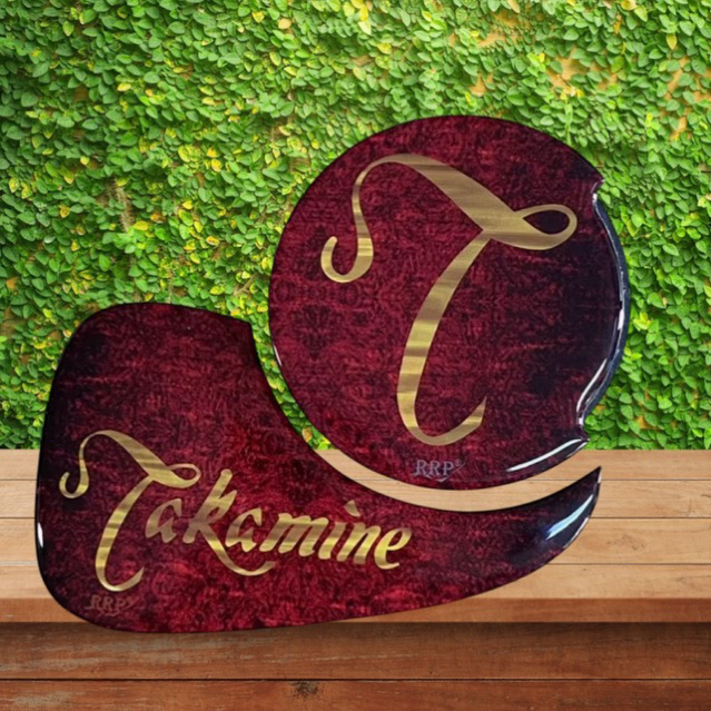 kit de Tampão anti feedback redutor de ressonância e escudo para violões Takamine (estampa vermelha com T dourado)