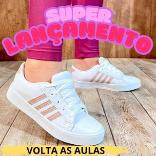 Tênis Feminino Casual Cano Baixo Listras Sapatênis Femenino Super Leve Confortável Academia em Oferta na Shopee