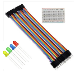 KIT PARA PROJETO - JUMPER MACHOxFEMEA, 40 LEDS E PROTOBOARD 400 PINOS