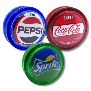 Kit 3 yoyos  Profissionais com eixo Fixo Coca Cola Fanta Sprite Retrô + 8 Cordas de Reposição (ioio, yo yo, Io io)