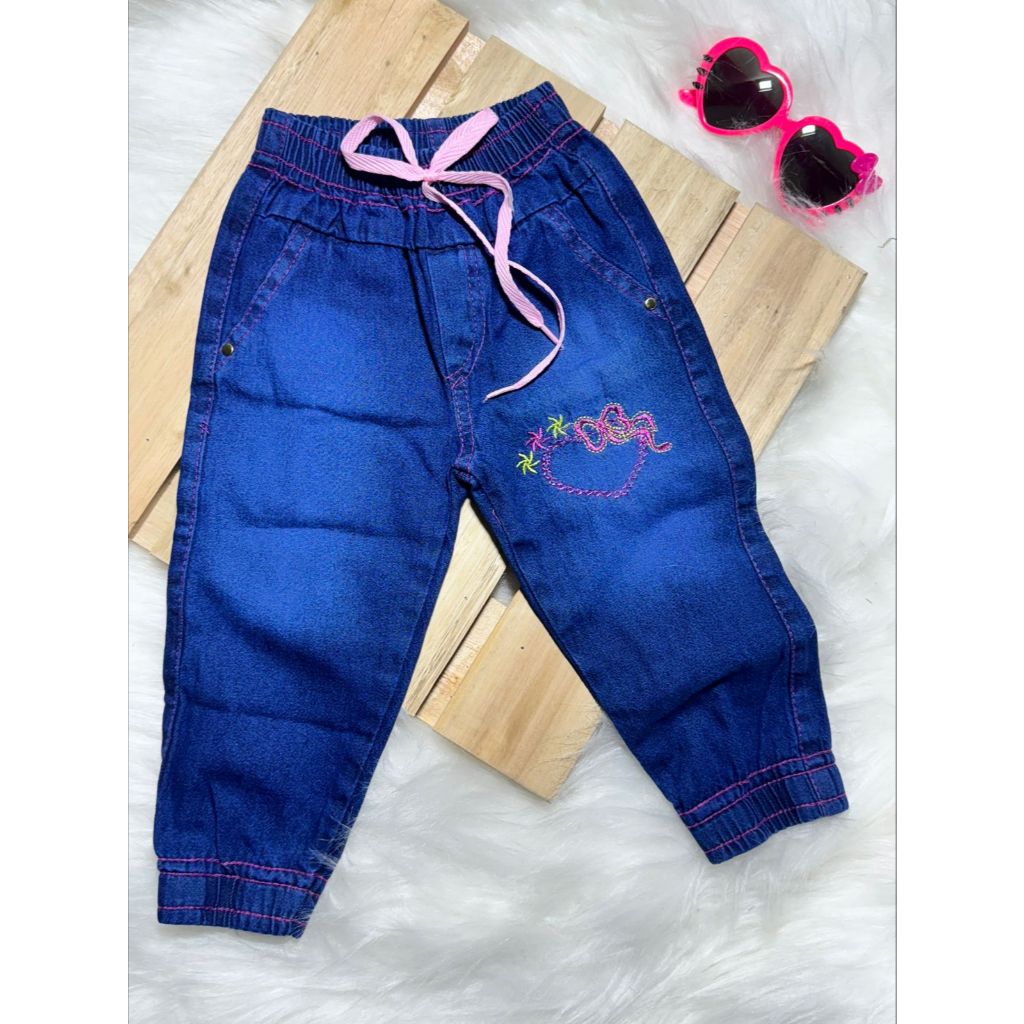 Calça Jogger Jeans Molinho Infantil Menina 02 a 06 Anos Novidade Inverno