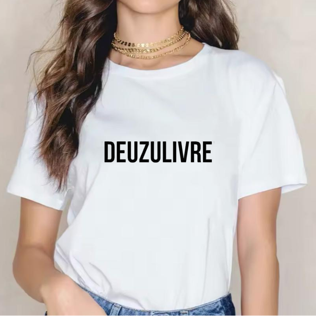 Camiseta Branca Frase 100% Algodão Blusa Básica Feminina Masculina Casual Premium