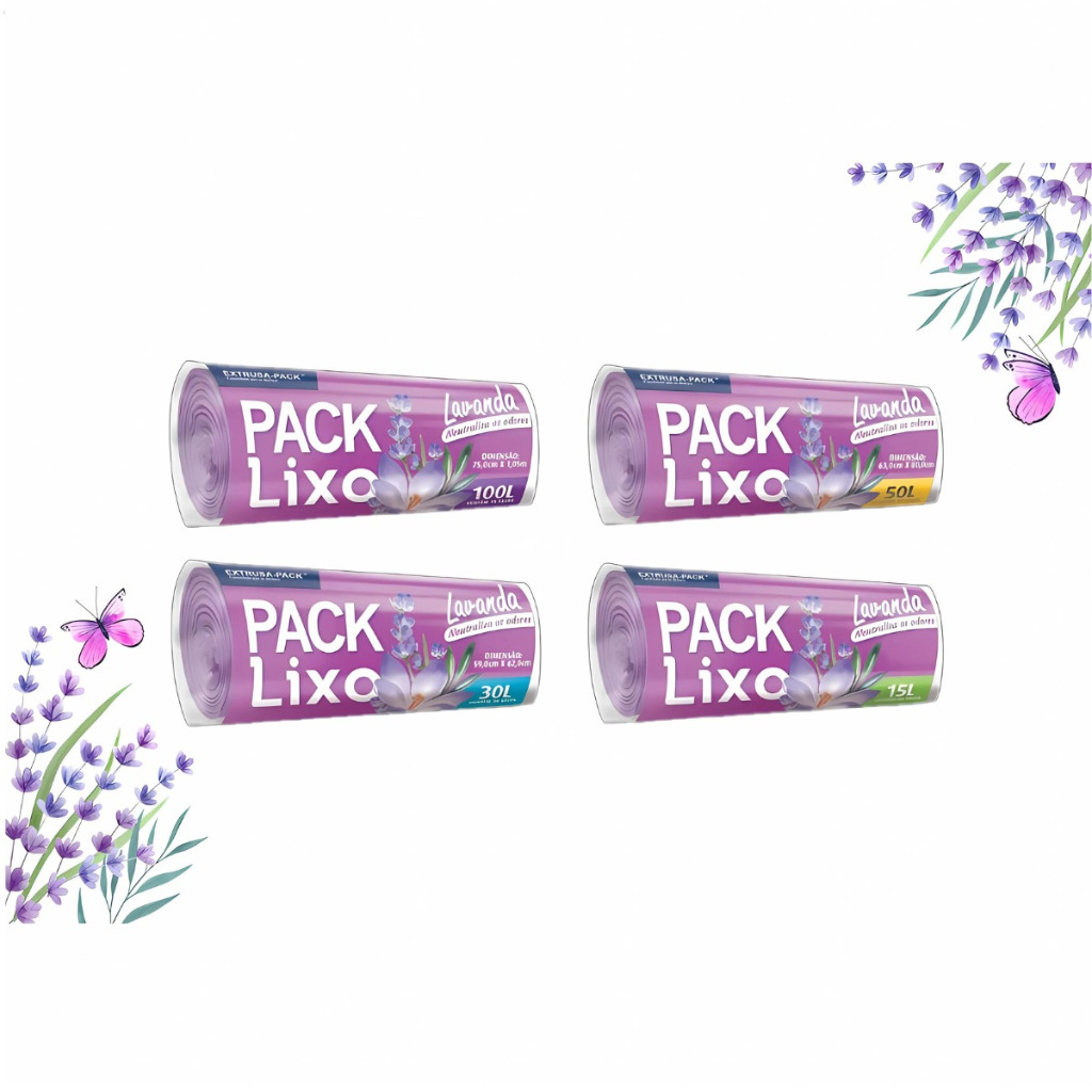 Saco de Lixo Perfurmado LAVANDA 3L, 15L, 30L, 50L, 100L Resistente Reforçado Anti odores Cozinha em Oferta na Shopee