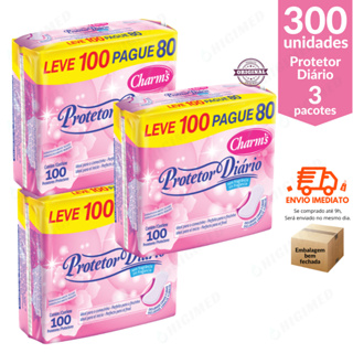300 unidades Protetor Diário Feminino com gel absorvente - Charms em Oferta na Shopee