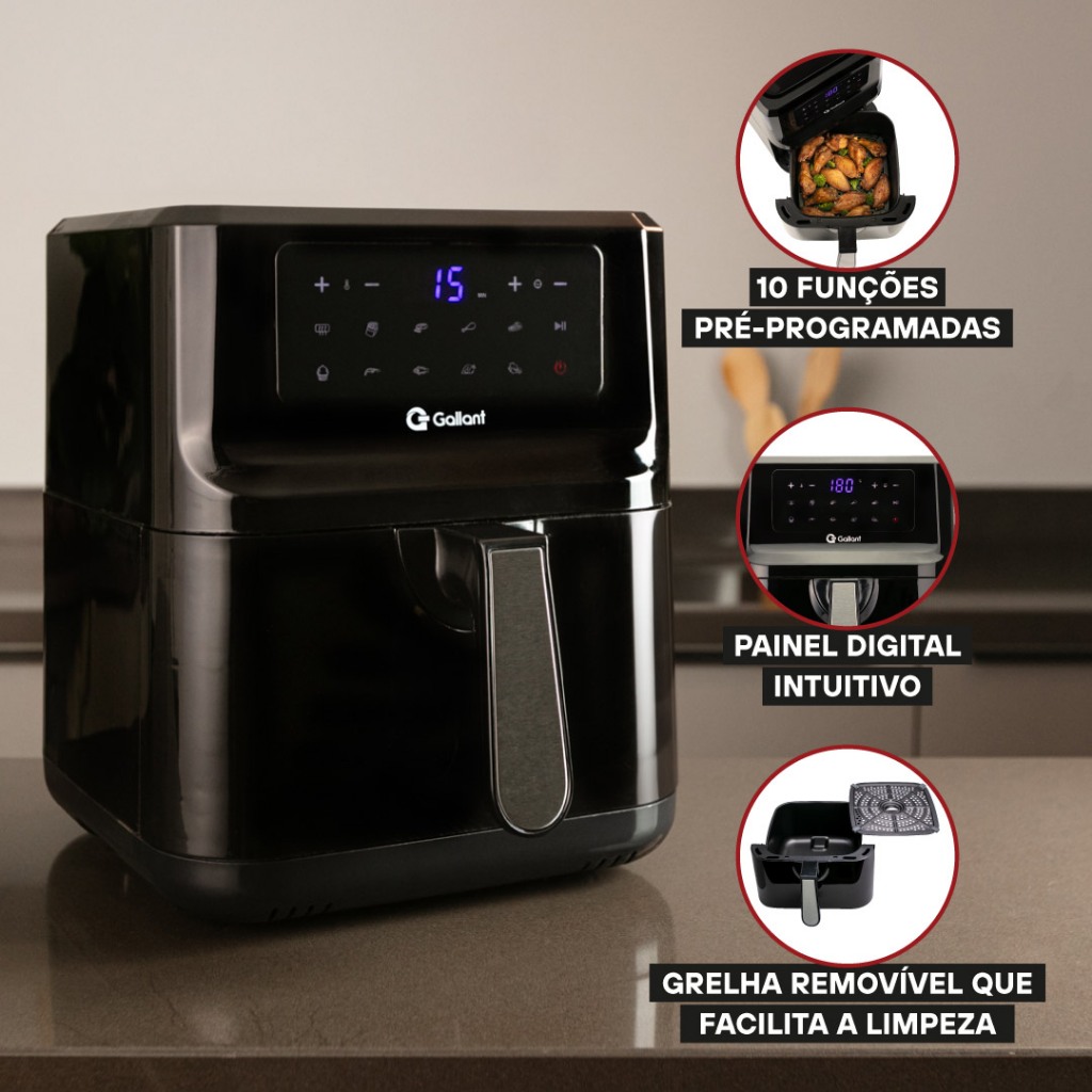 Fritadeira Air Fryer Gallant GFE05 Digital Family Sem Óleo 5L 1400W 220V