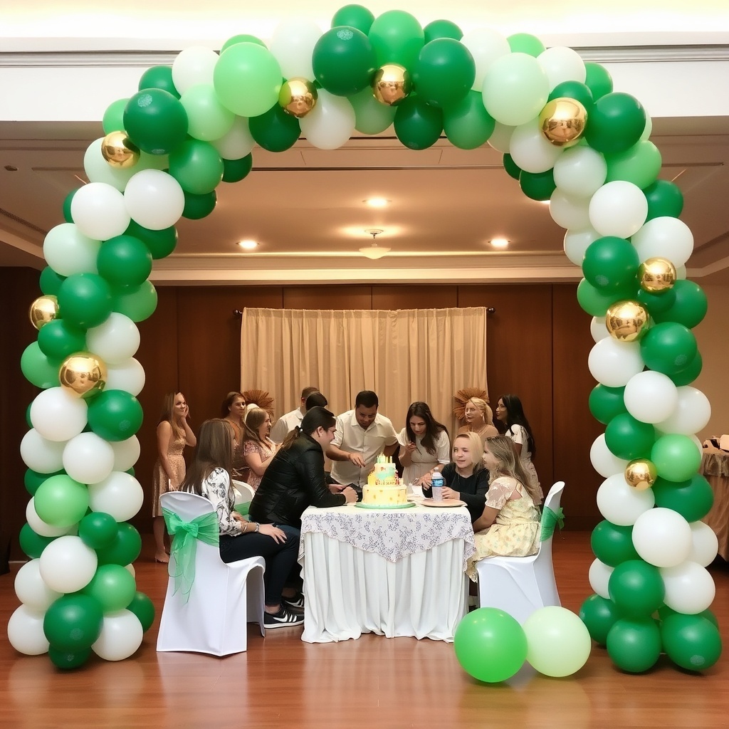 Kit 125 Balões Verde + Branco 7 polegadas + Dourado 5 polegadas Bexiga Balao festa de aniversário