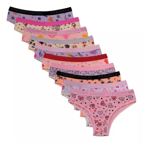 Kit 05 e 10 Calcinha Juvenil / Infantil De Algodão Exposto Forro 100% Algodão C-03 em Oferta na Shopee