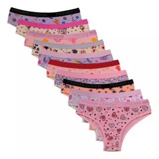 Kit 05 e 10 Calcinha Juvenil / Infantil De Algodão Exposto Forro 100% Algodão C-03 em Oferta na Shopee
