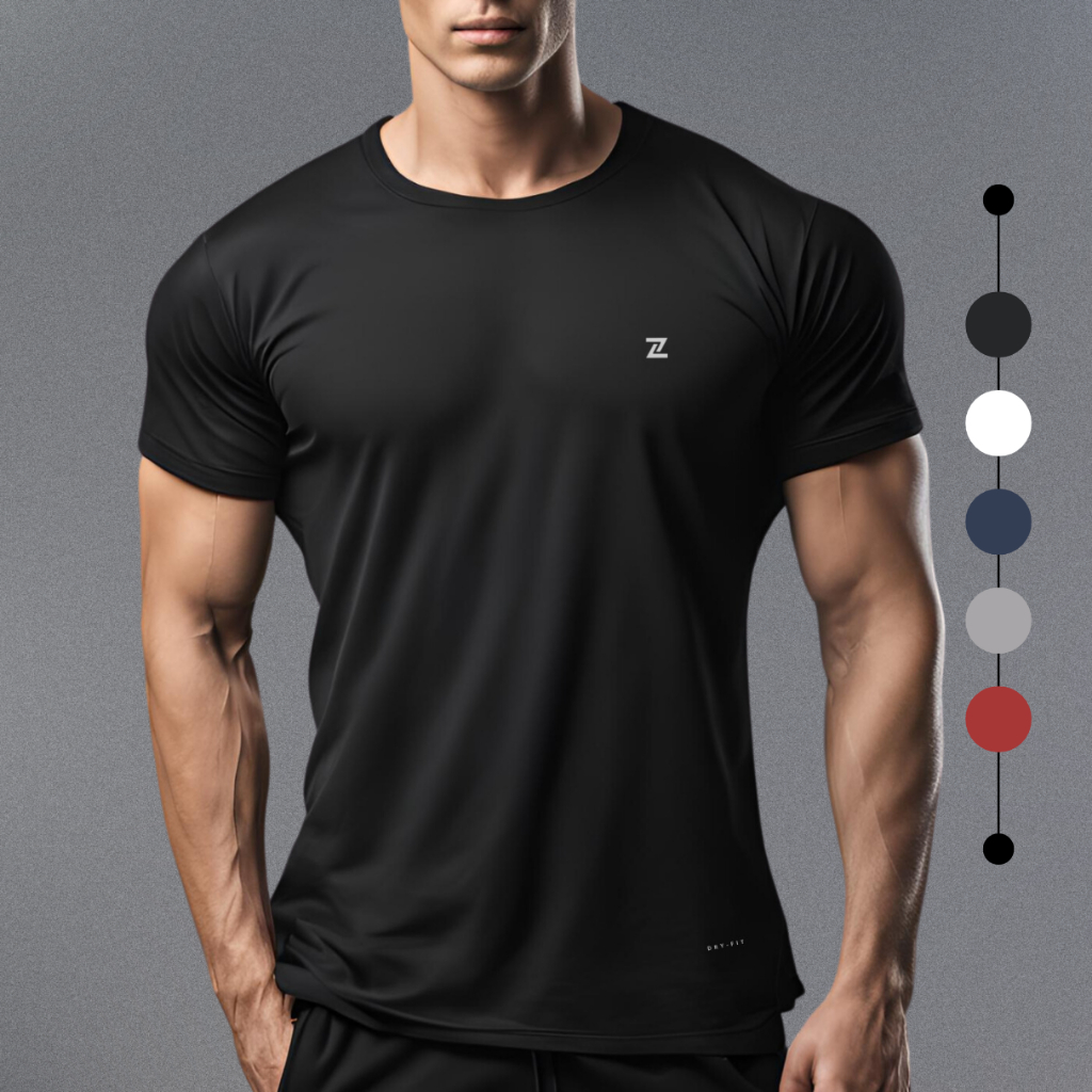 Camiseta Dry Fit Masculina Logo Z Lisa -Casual Treino Academia Esportes Corrida/Plus Size em Oferta na Shopee