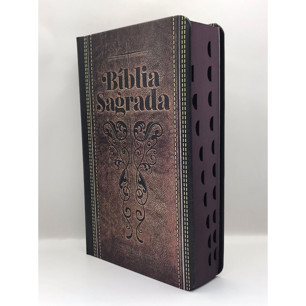 Bíblia Sagrada Tamanho Grande com Harpa Palavras de Jesus em Vermelho Capa Dura Couro Marrom em Oferta na Shopee